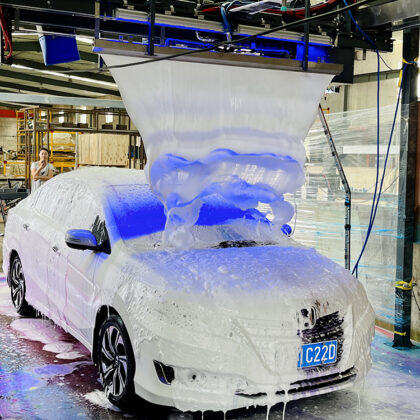 CBK US-EV touchless car wash with lava waterfall